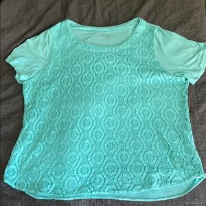 Croft & Barrow Women's Aqua Lace Top